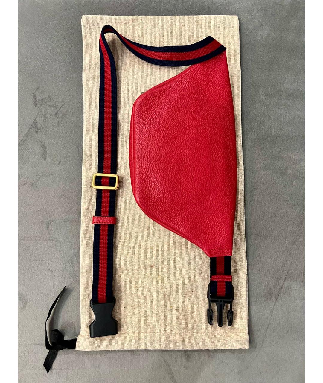 GUCCI Красная кожаная поясная сумка, фото 5