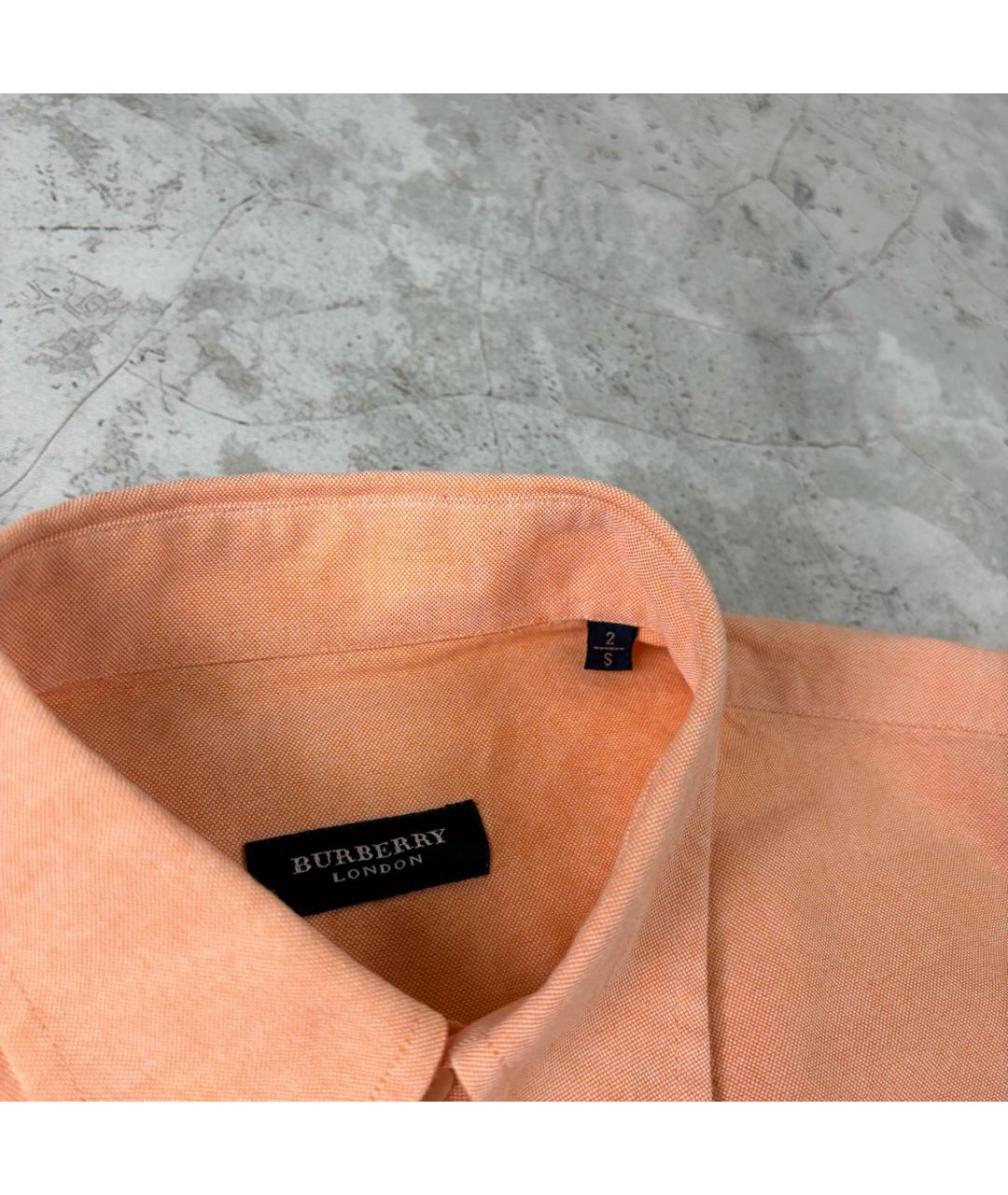 BURBERRY Оранжевая хлопковая классическая рубашка, фото 4