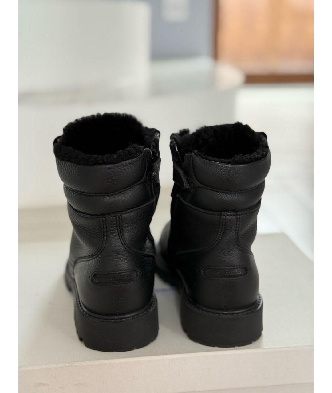 DOLCE&GABBANA Черные кожаные ботинки, фото 4