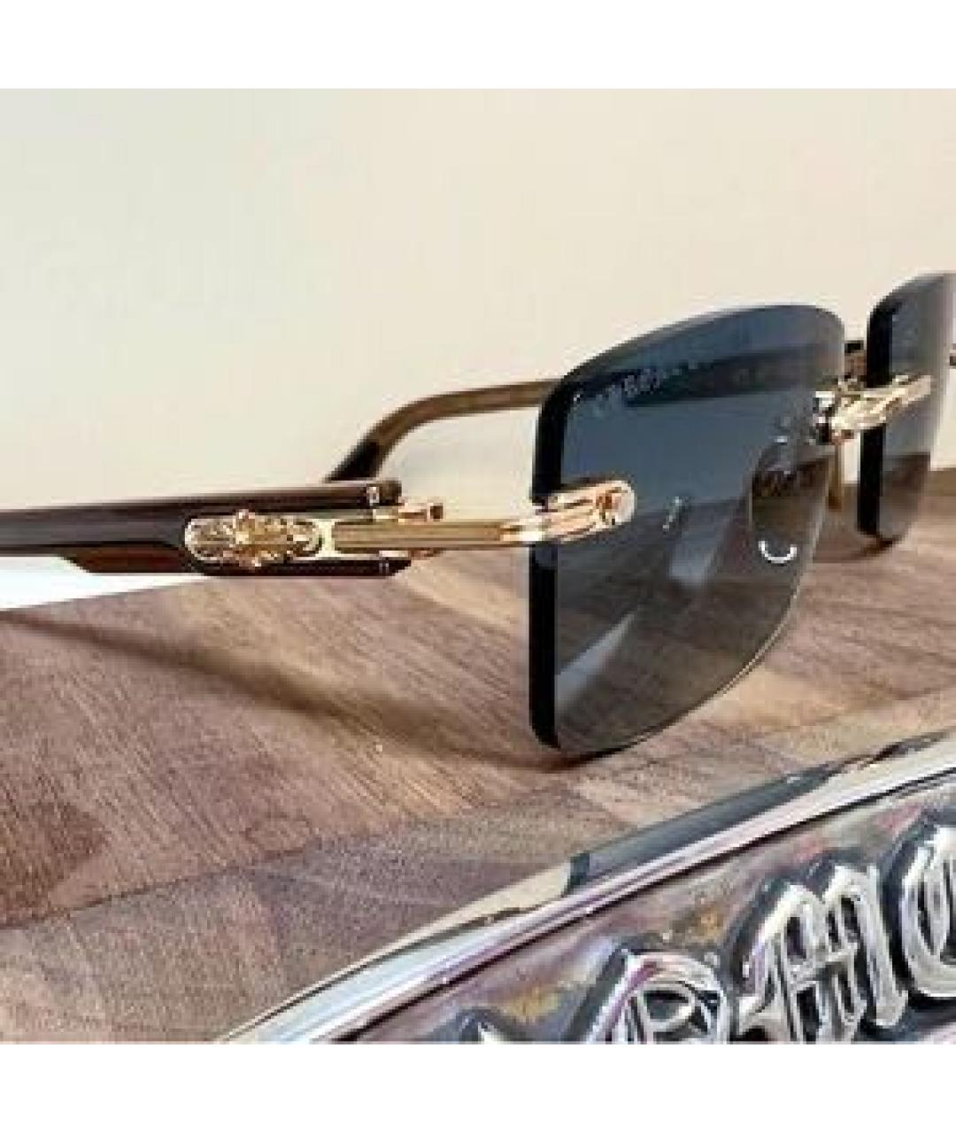 CHROME HEARTS Золотые деревянные солнцезащитные очки, фото 2