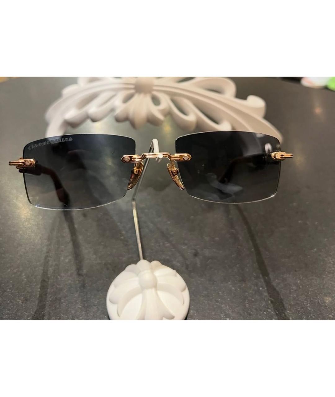 CHROME HEARTS Золотые деревянные солнцезащитные очки, фото 4