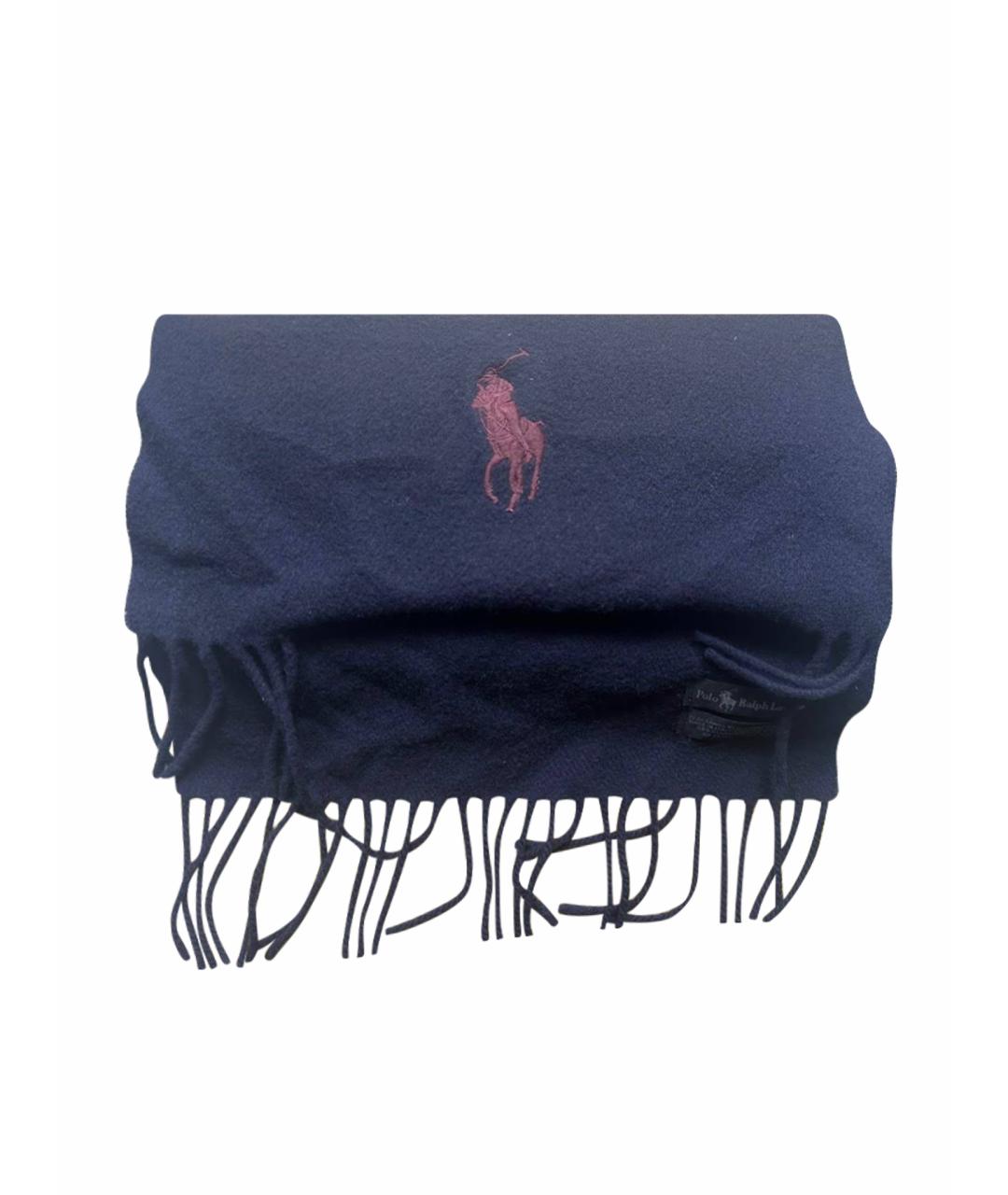 POLO RALPH LAUREN Темно-синий шерстяной шарф, фото 5