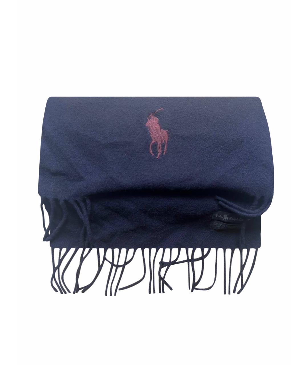 POLO RALPH LAUREN Темно-синий шерстяной шарф, фото 1