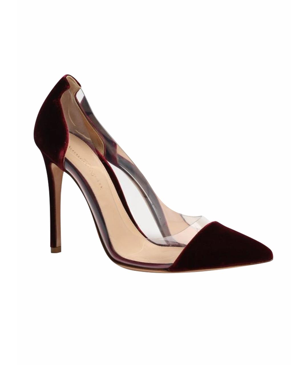 GIANVITO ROSSI Бордовые бархатные туфли, фото 1