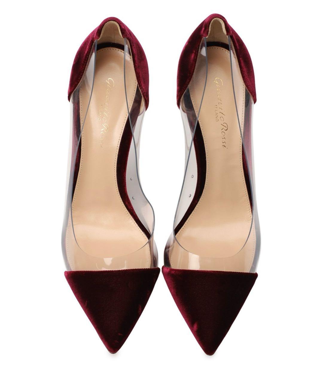 GIANVITO ROSSI Бордовые бархатные туфли, фото 2