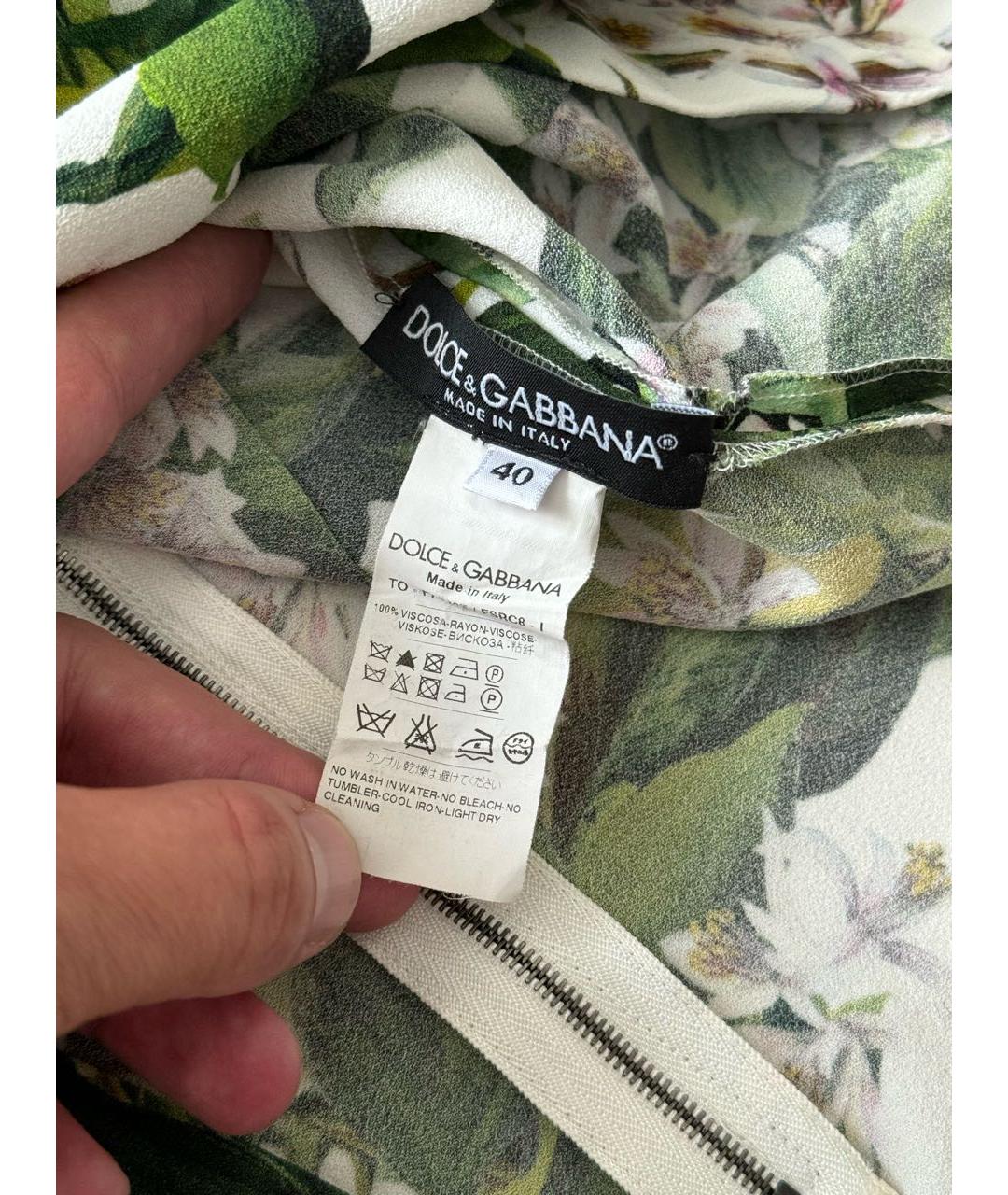 DOLCE&GABBANA Зеленый вискозный костюм с брюками, фото 5