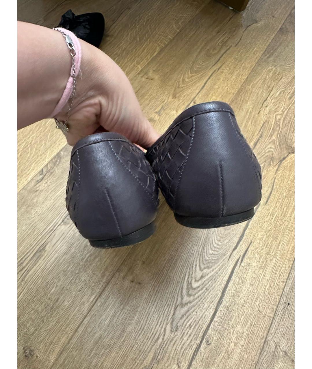BOTTEGA VENETA Фиолетовые кожаные балетки, фото 4