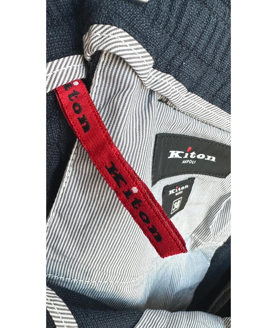 KITON Темно-синие шерстяные повседневные брюки, фото 6