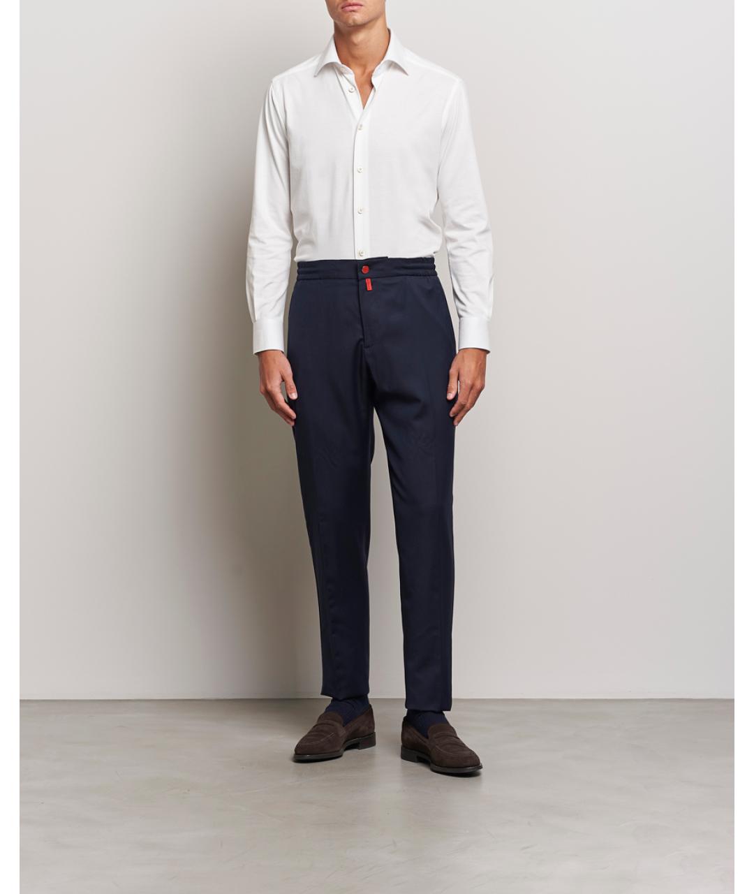 KITON Темно-синие шерстяные повседневные брюки, фото 8