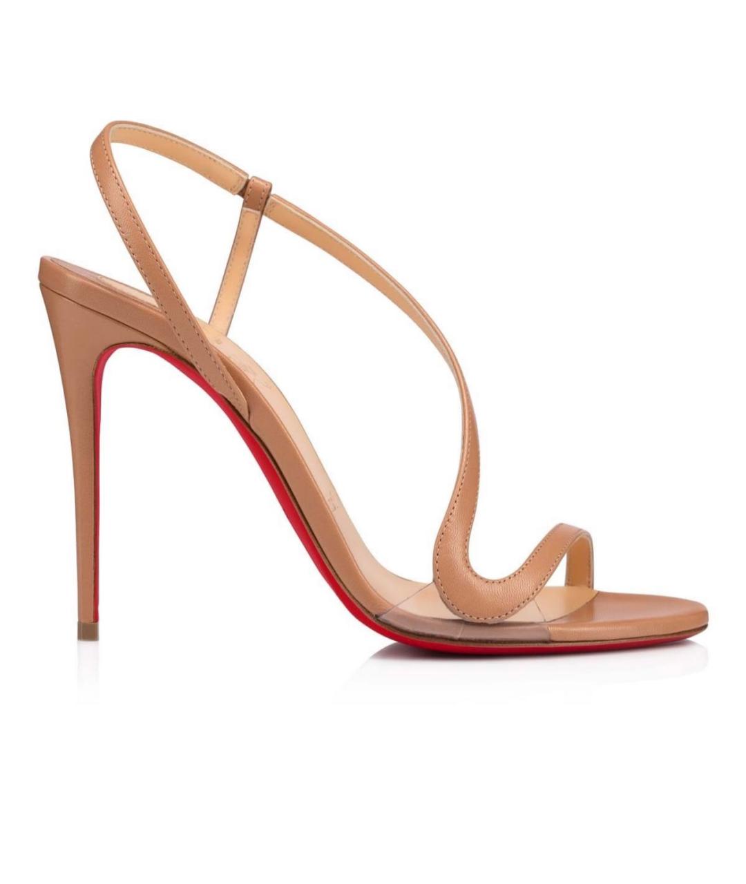 CHRISTIAN LOUBOUTIN Бежевые кожаные босоножки, фото 1