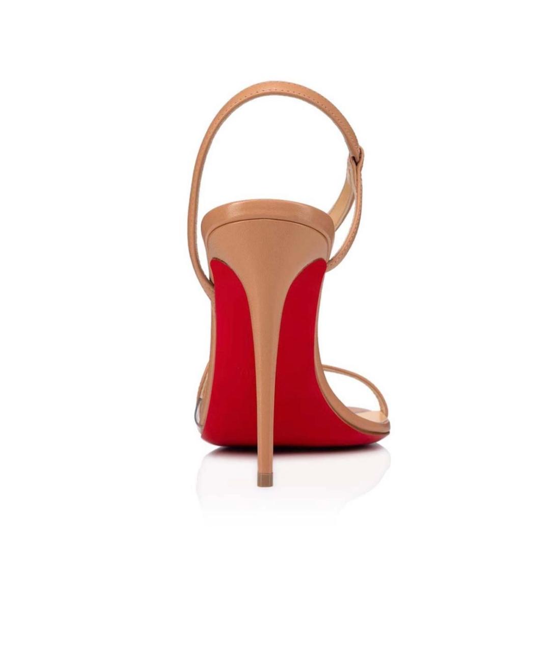 CHRISTIAN LOUBOUTIN Бежевые кожаные босоножки, фото 4