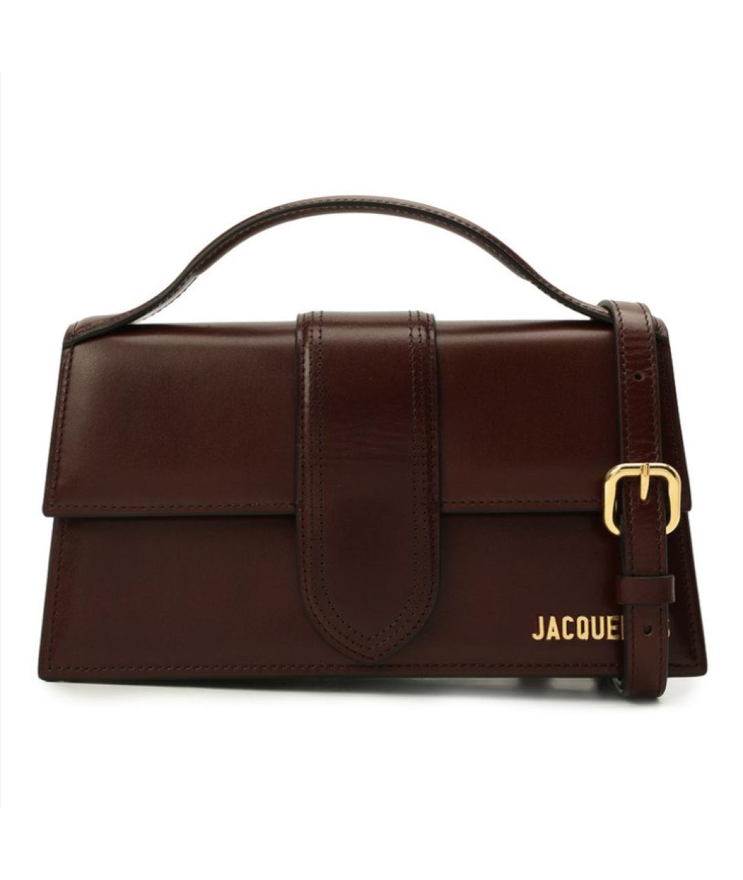 JACQUEMUS Коричневая кожаная сумка с короткими ручками, фото 1
