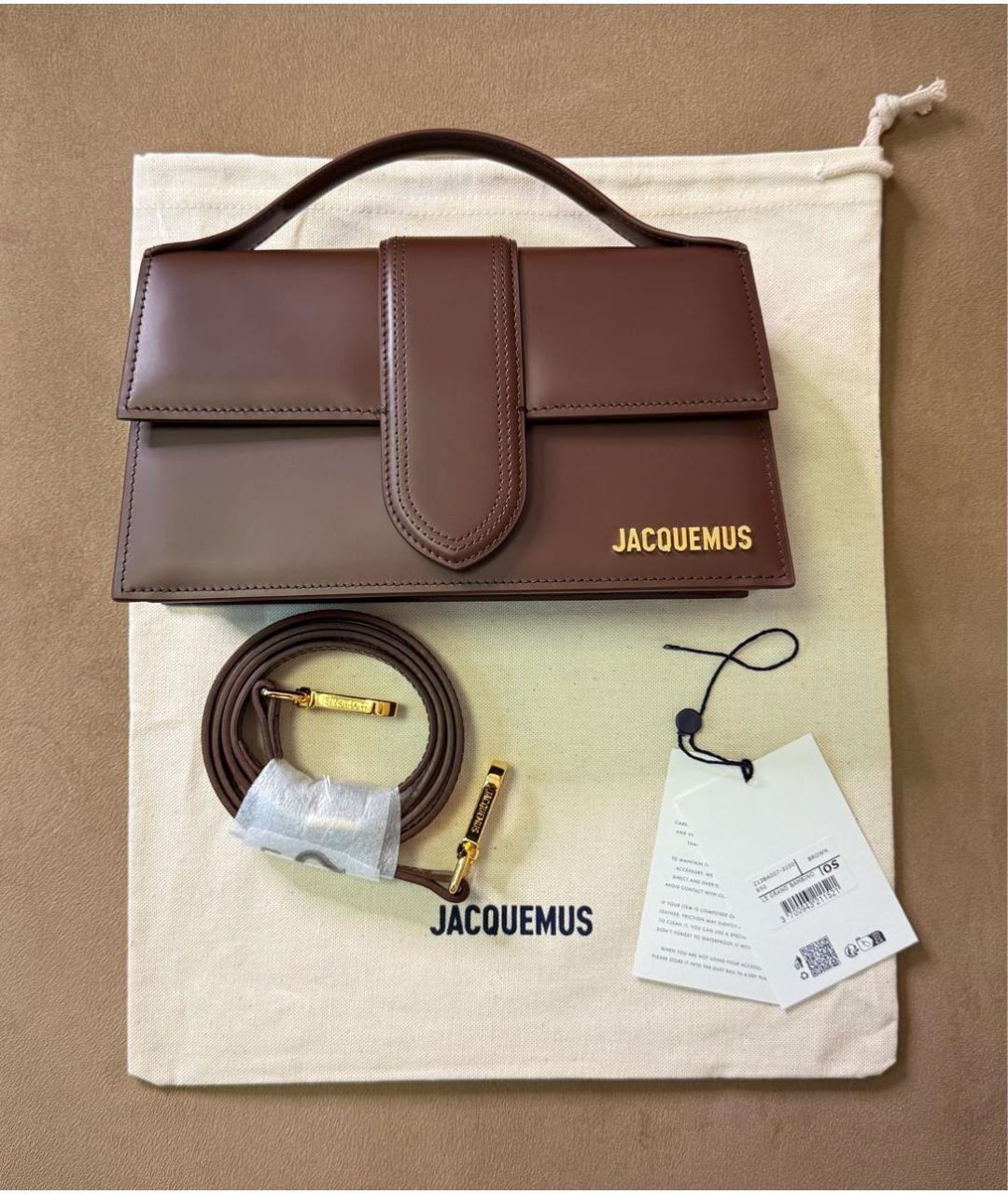 JACQUEMUS Коричневая кожаная сумка с короткими ручками, фото 8