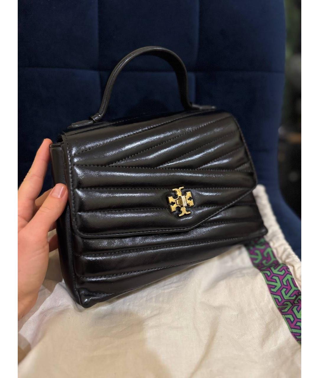 TORY BURCH Черная кожаная сумка с короткими ручками, фото 2