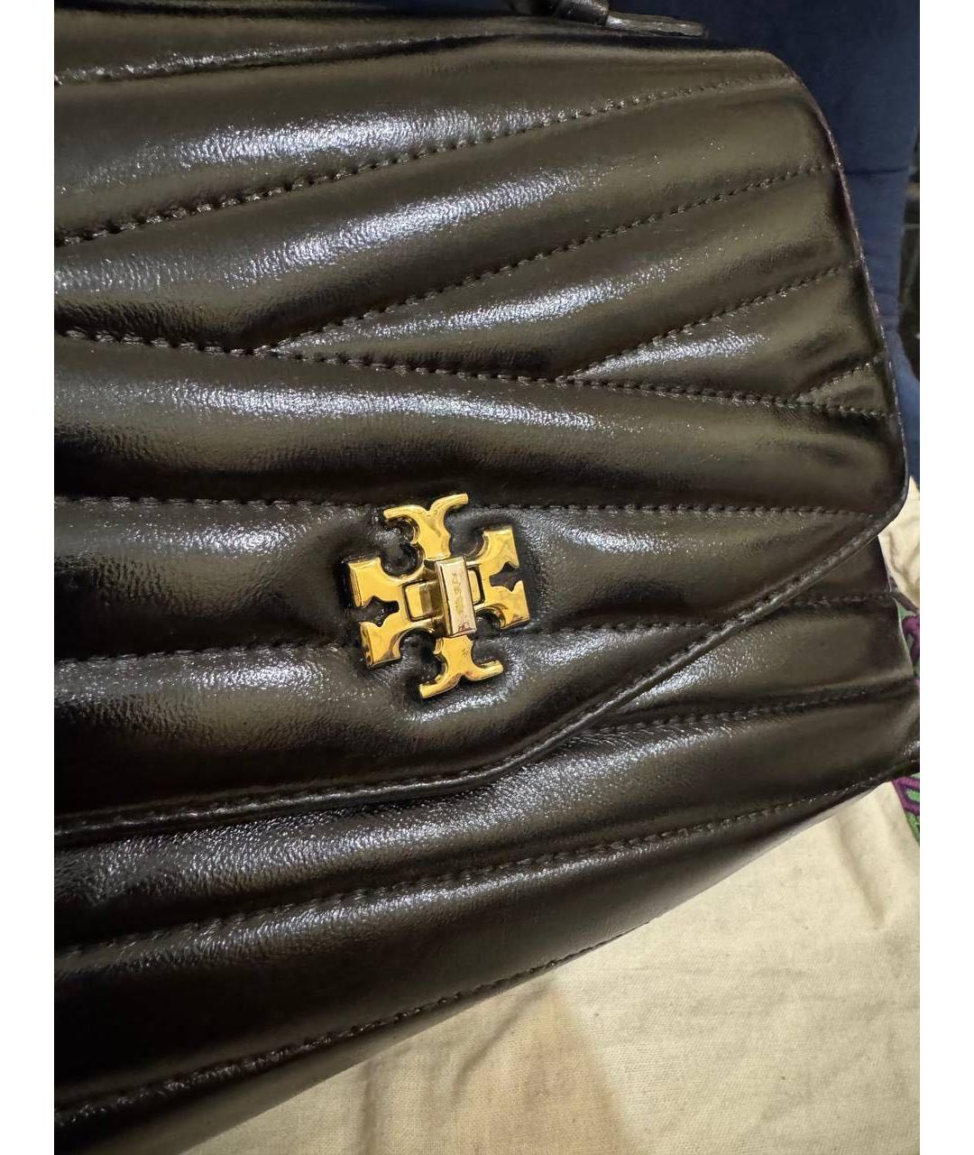 TORY BURCH Черная кожаная сумка с короткими ручками, фото 3