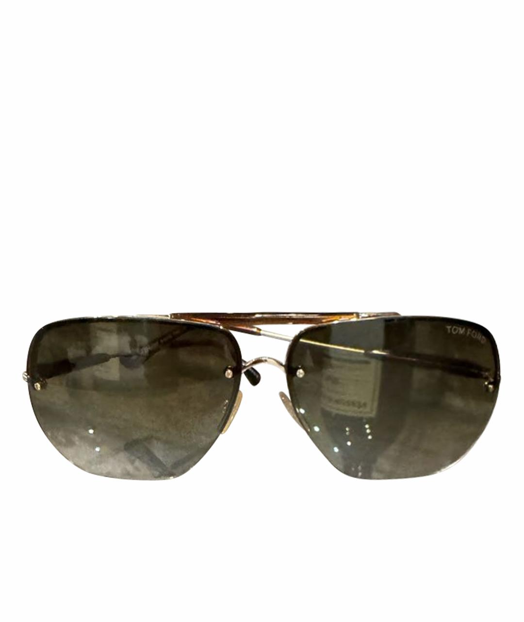 TOM FORD Золотые металлические солнцезащитные очки, фото 1