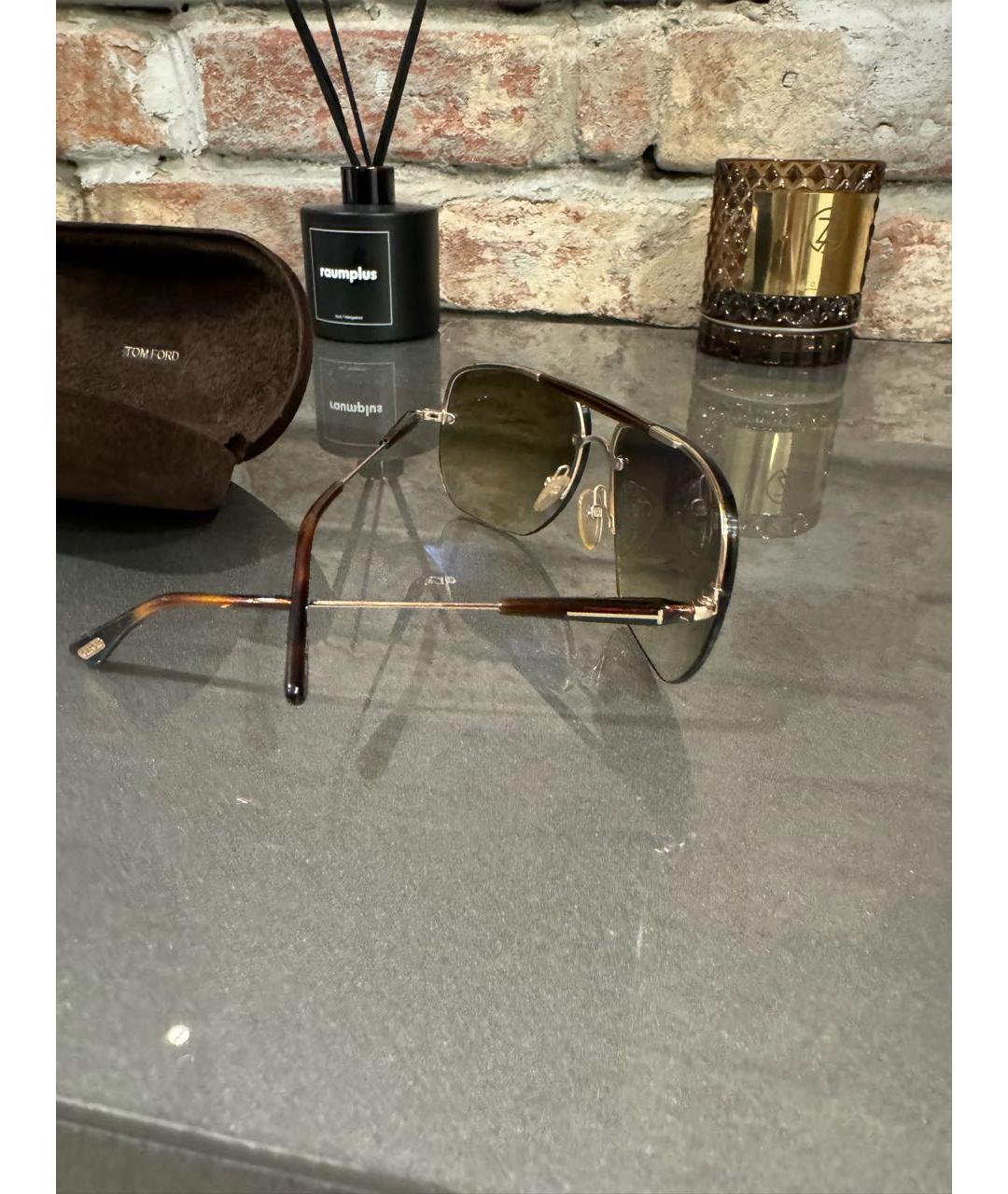 TOM FORD Золотые металлические солнцезащитные очки, фото 5