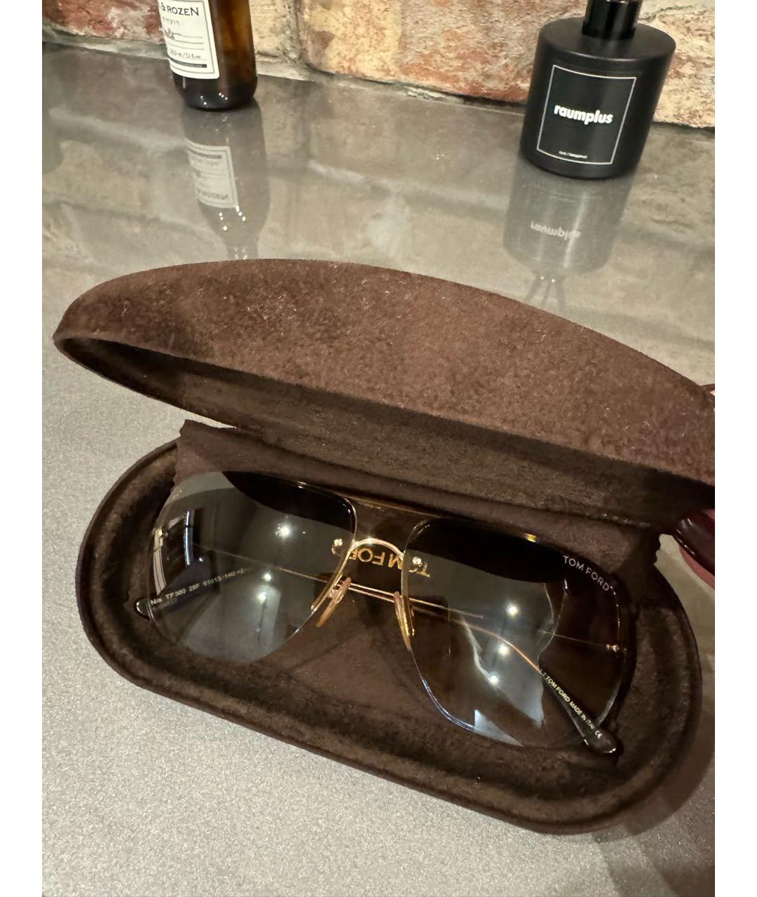 TOM FORD Золотые металлические солнцезащитные очки, фото 3