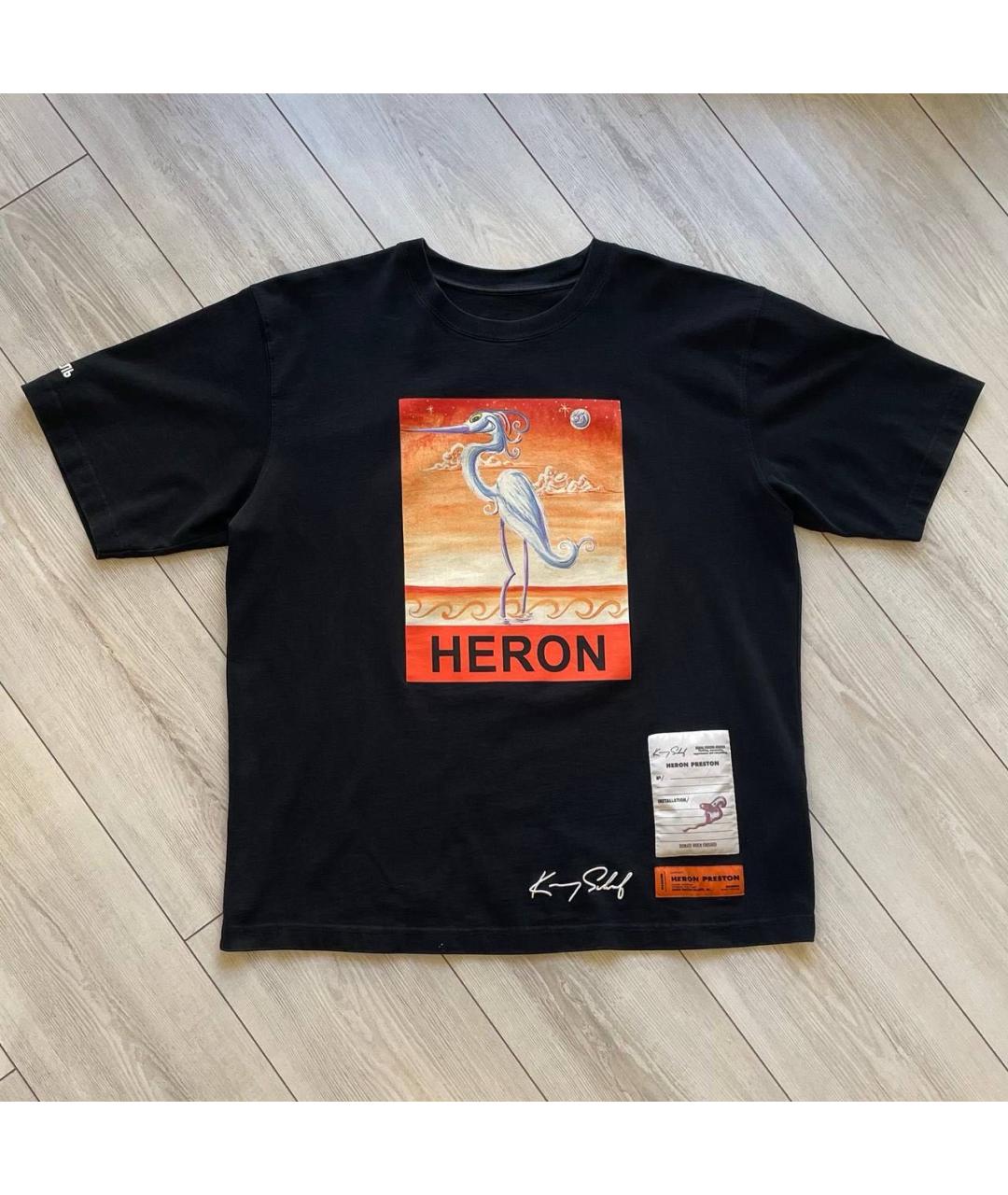 HERON PRESTON Черная хлопковая футболка, фото 5