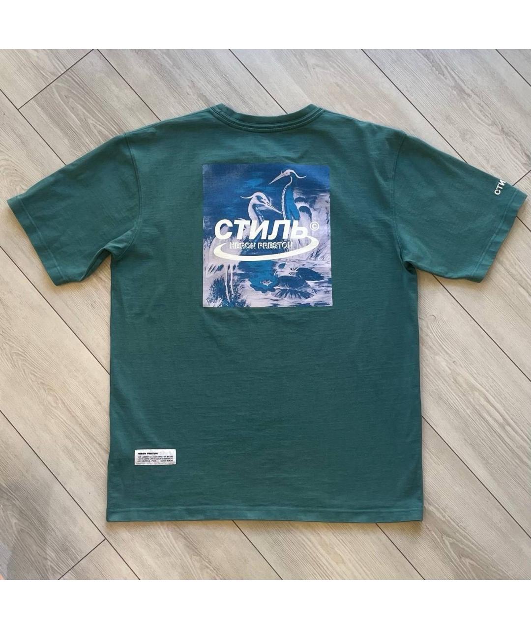 HERON PRESTON Бирюзовая хлопковая футболка, фото 2
