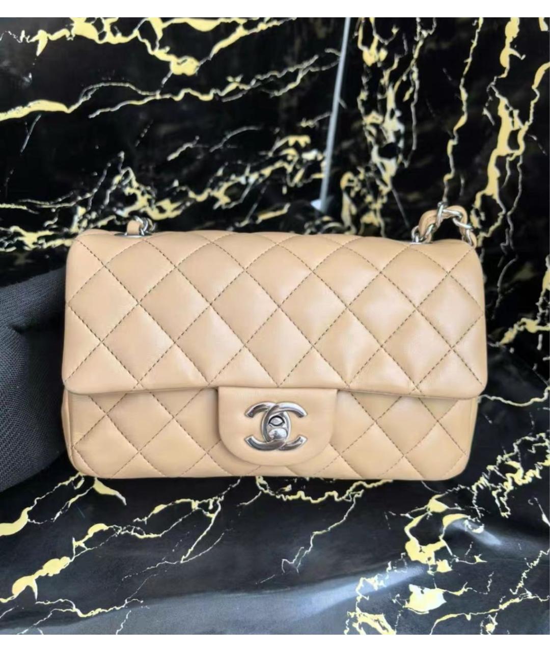 CHANEL Бежевая кожаная сумка через плечо, фото 2