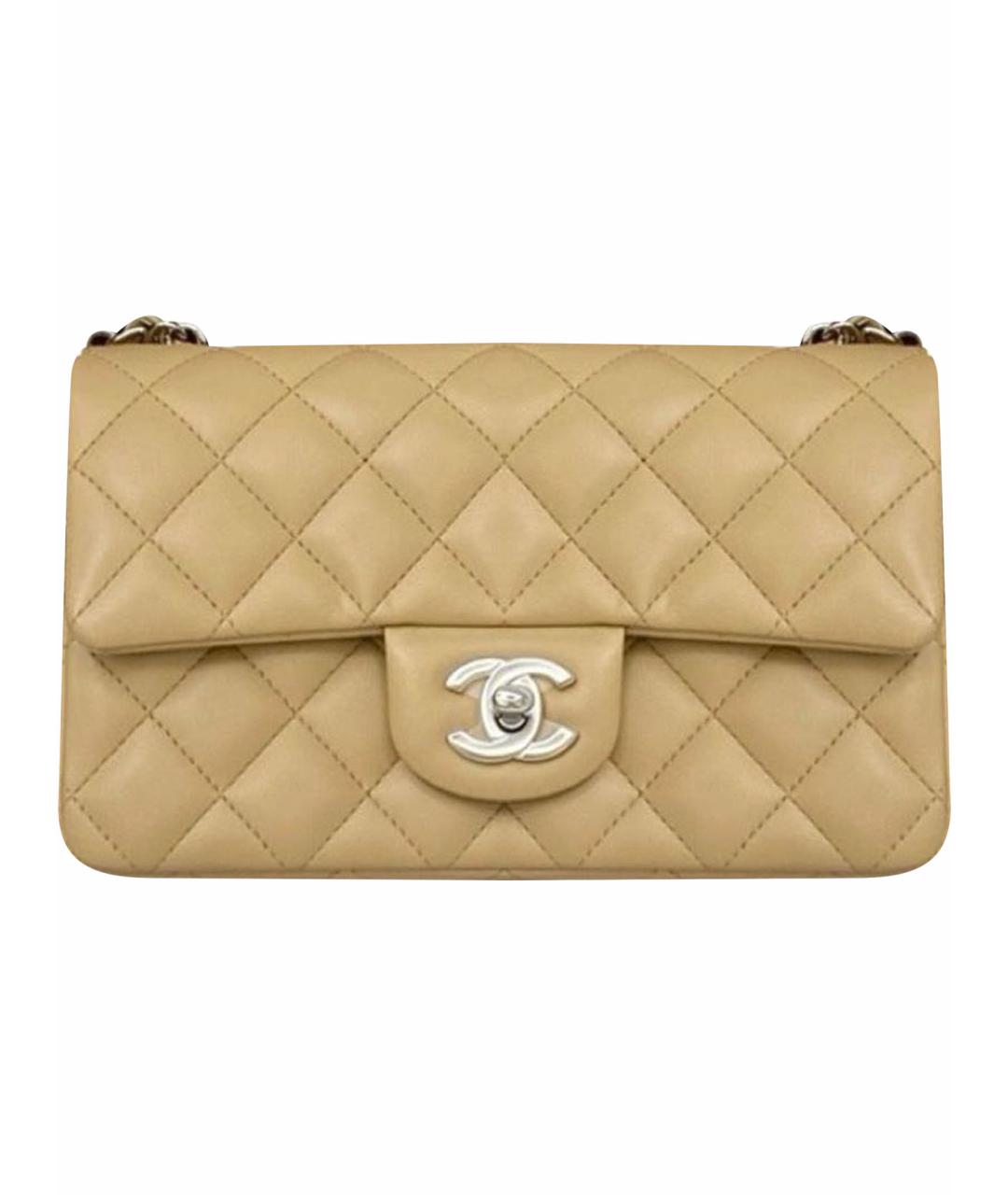 CHANEL Бежевая кожаная сумка через плечо, фото 1
