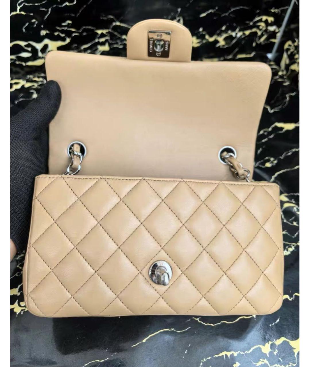CHANEL Бежевая кожаная сумка через плечо, фото 6