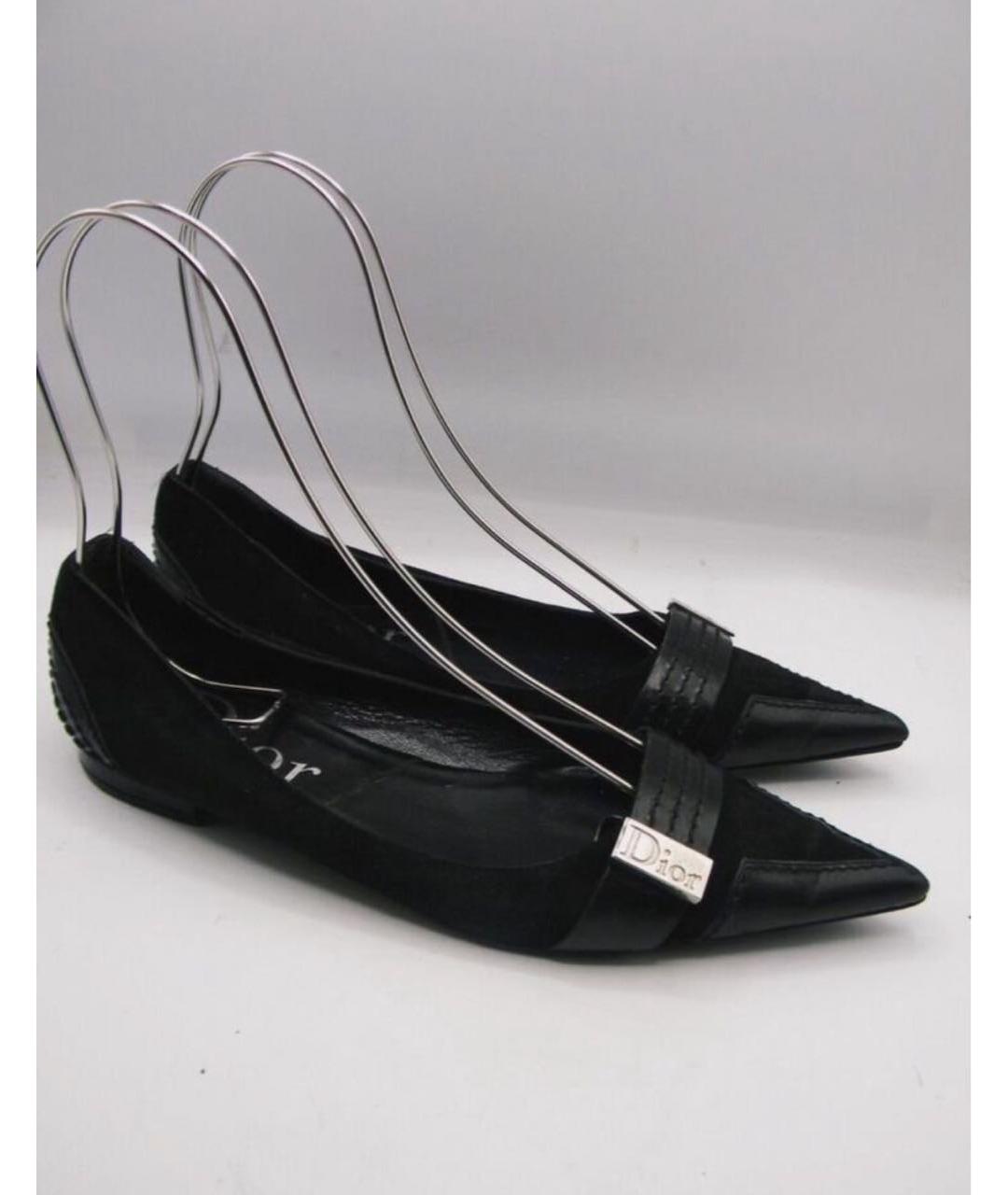 CHRISTIAN DIOR Черные кожаные балетки, фото 2