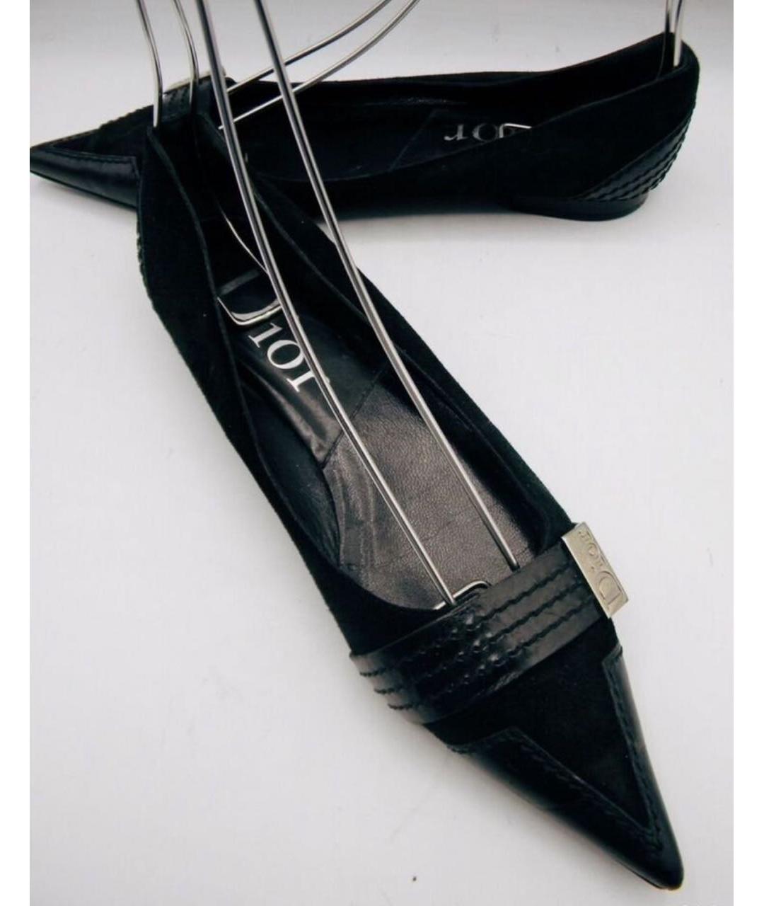 CHRISTIAN DIOR Черные кожаные балетки, фото 3