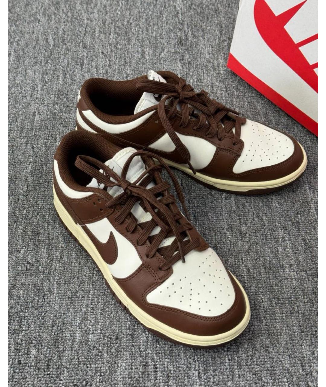 NIKE Коричневые кожаные низкие кроссовки / кеды, фото 8