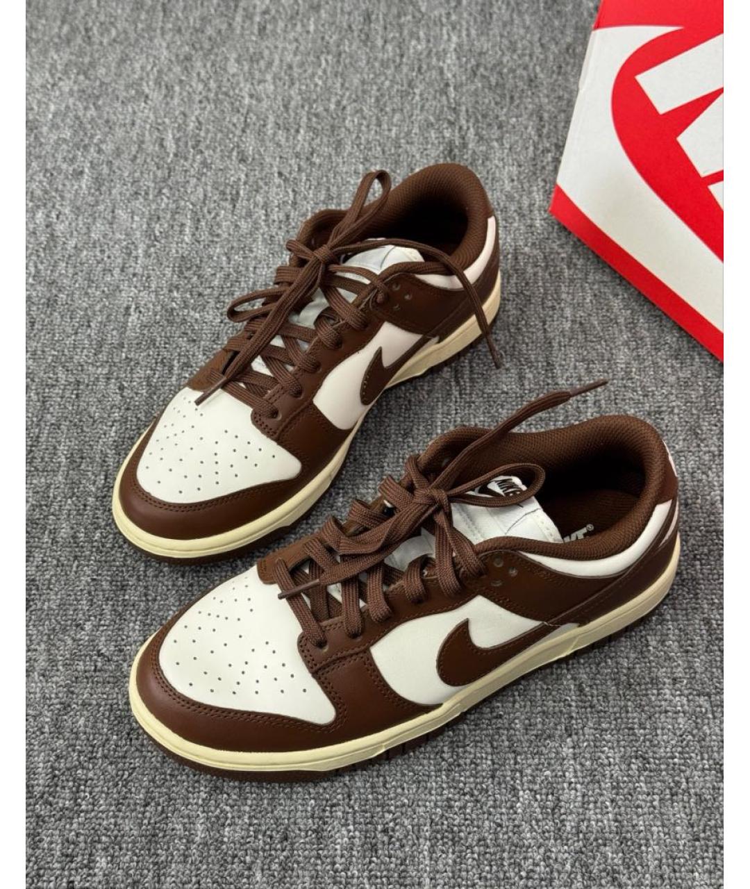 NIKE Коричневые кожаные низкие кроссовки / кеды, фото 6