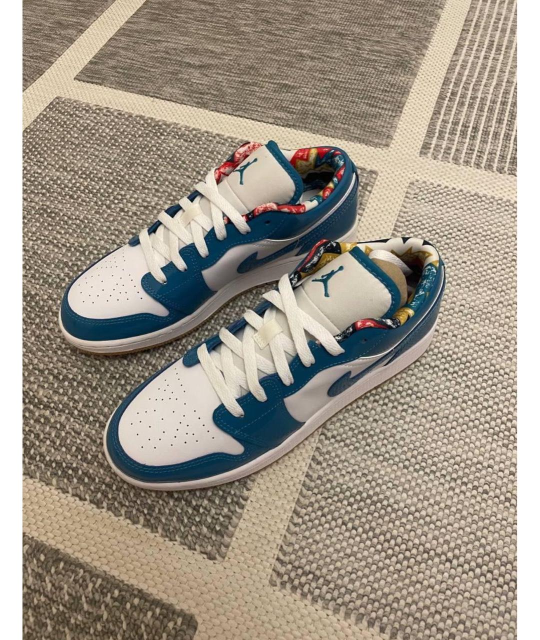 JORDAN Голубые кроссовки из лакированной кожи, фото 2
