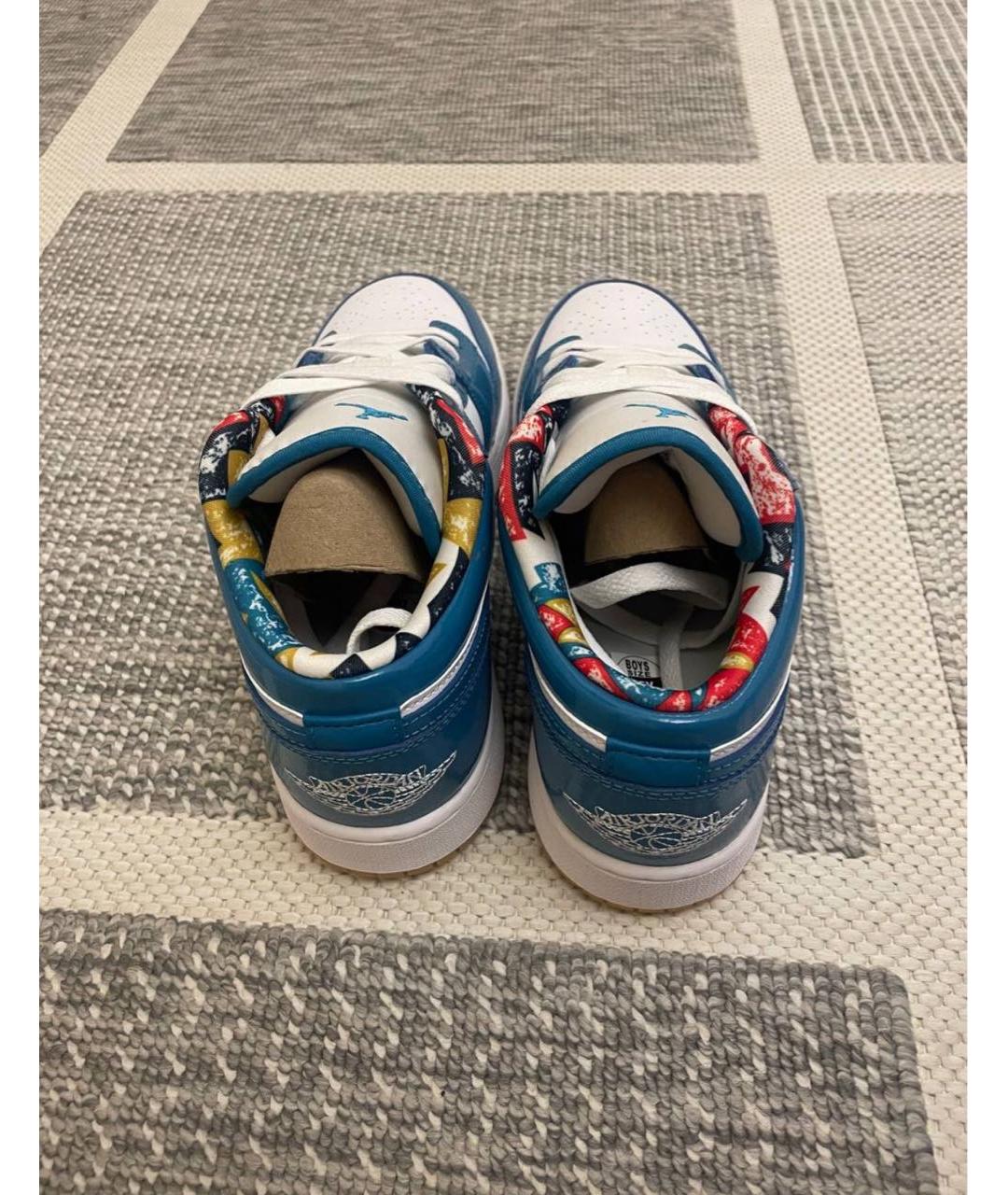 JORDAN Голубые кроссовки из лакированной кожи, фото 4