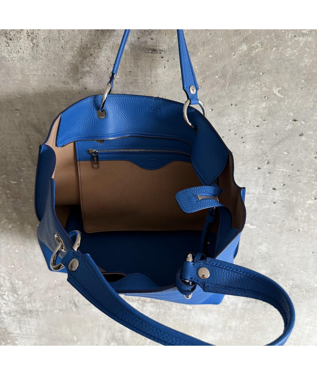 TOD'S Синяя кожаная сумка тоут, фото 4