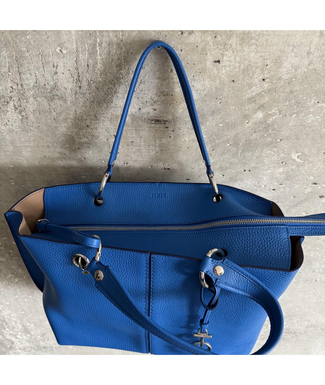 TOD'S Синяя кожаная сумка тоут, фото 7