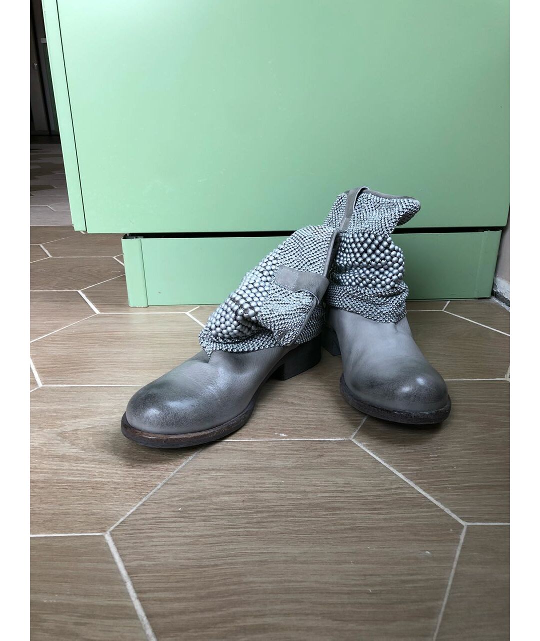 STRATEGIA Серые кожаные ботинки, фото 5