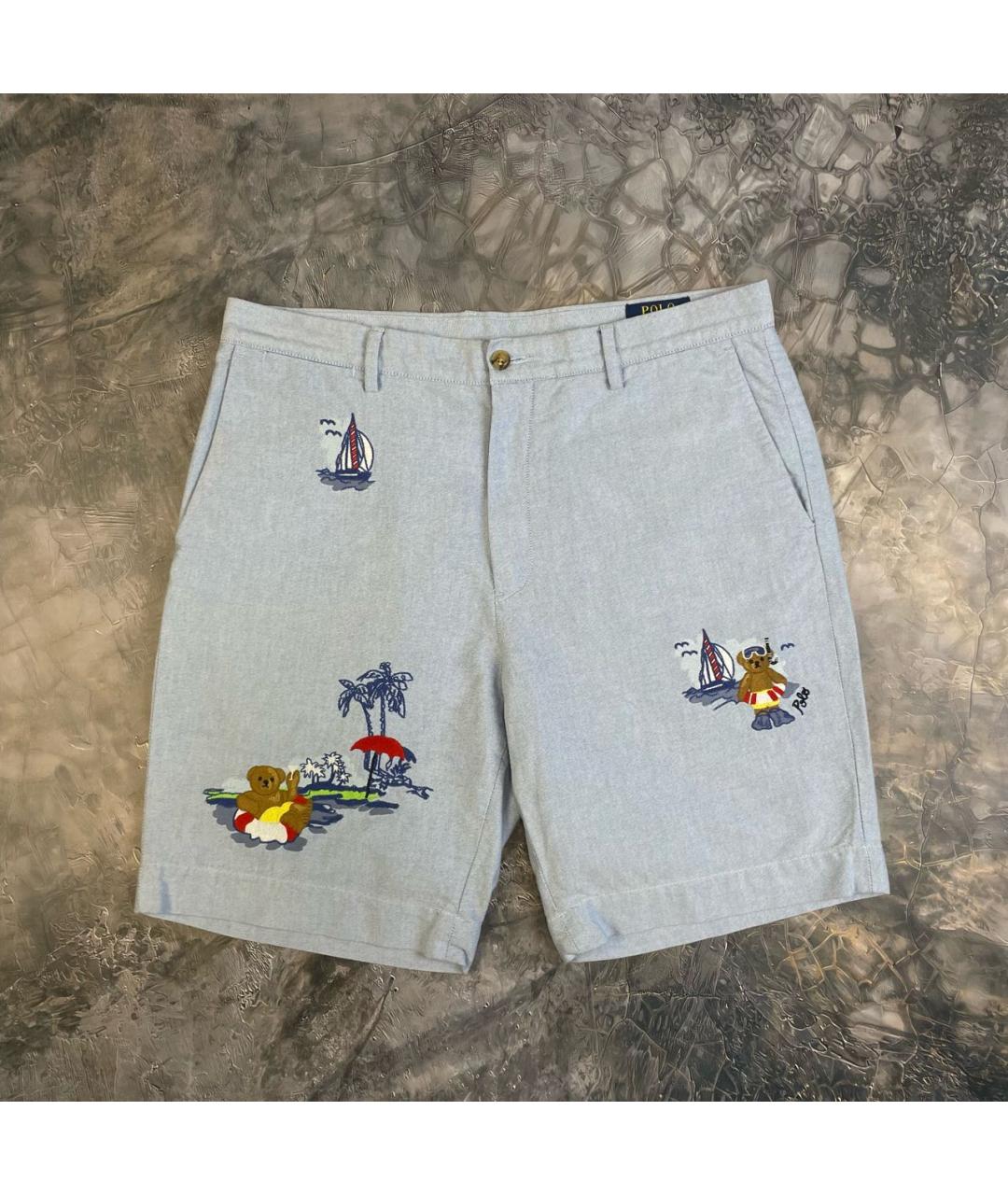 POLO RALPH LAUREN Голубые хлопковые шорты, фото 9