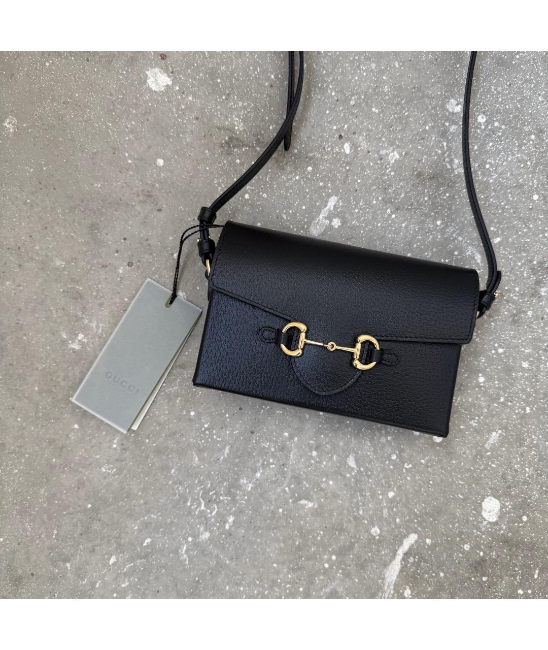 GUCCI Черная кожаная сумка через плечо, фото 6