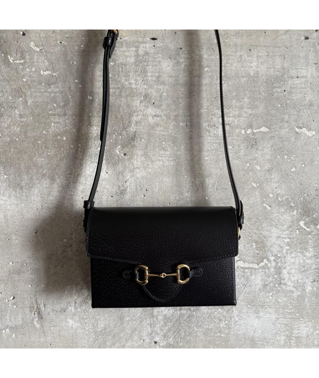 GUCCI Черная кожаная сумка через плечо, фото 2