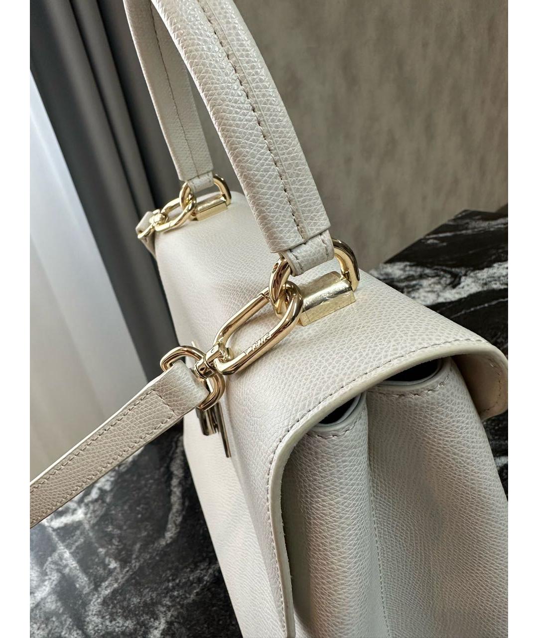 FURLA Белая кожаная сумка с короткими ручками, фото 5