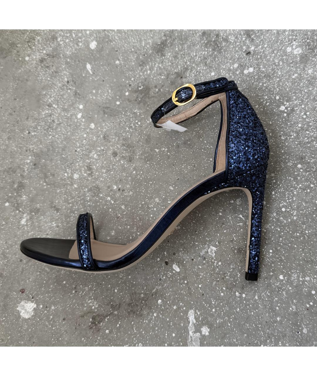 STUART WEITZMAN Синие кожаные босоножки, фото 10