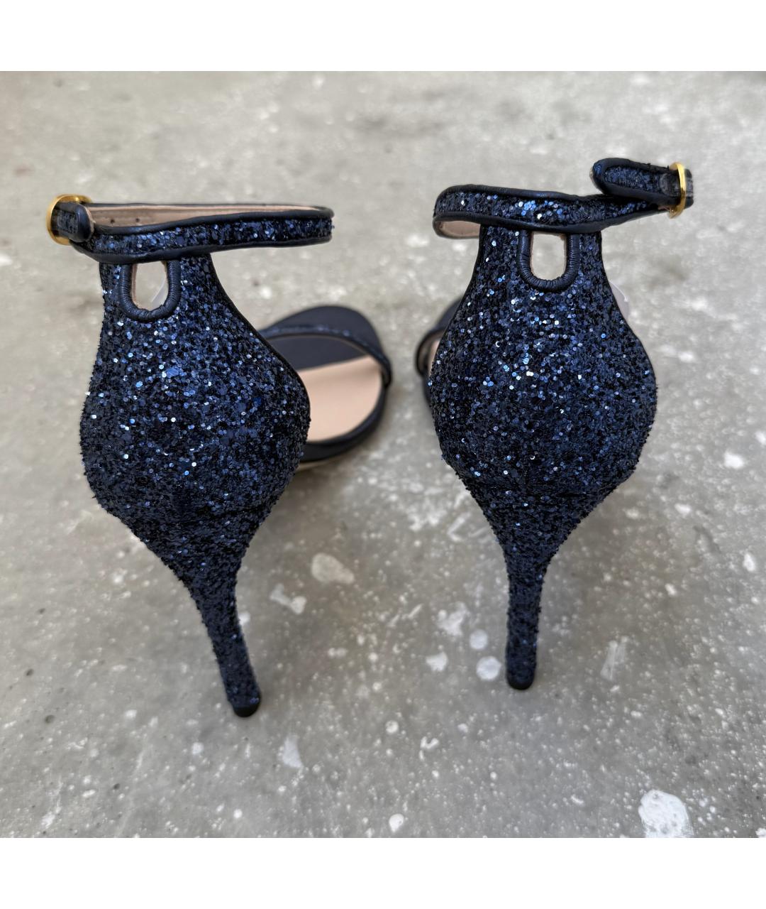 STUART WEITZMAN Синие кожаные босоножки, фото 4