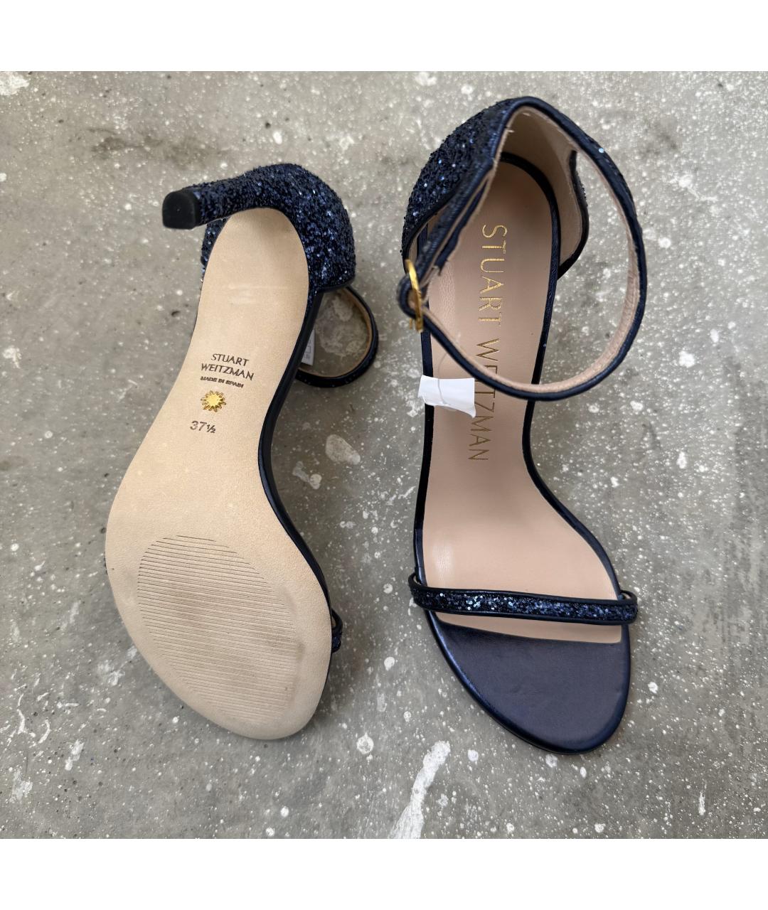 STUART WEITZMAN Синие кожаные босоножки, фото 5
