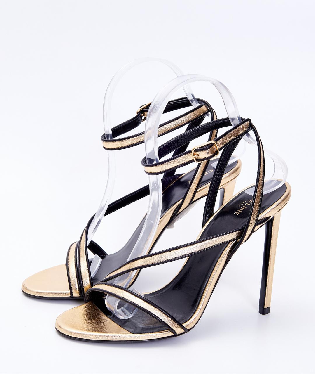 CELINE Золотые кожаные босоножки, фото 2