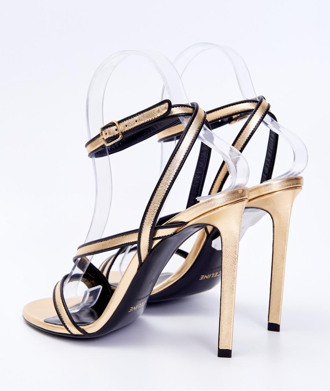 CELINE Золотые кожаные босоножки, фото 3