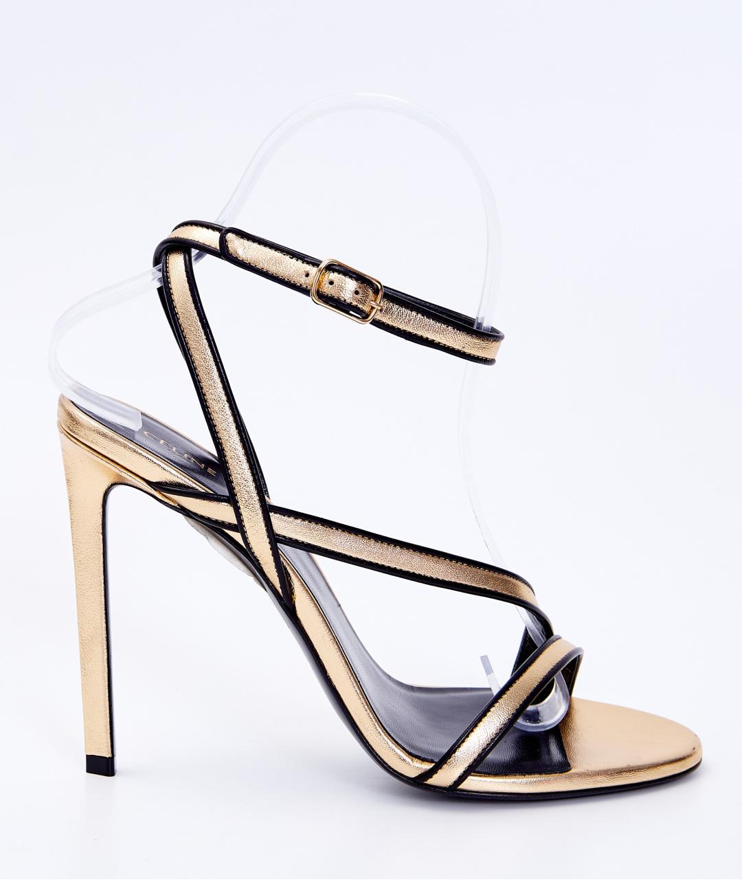 CELINE Золотые кожаные босоножки, фото 8