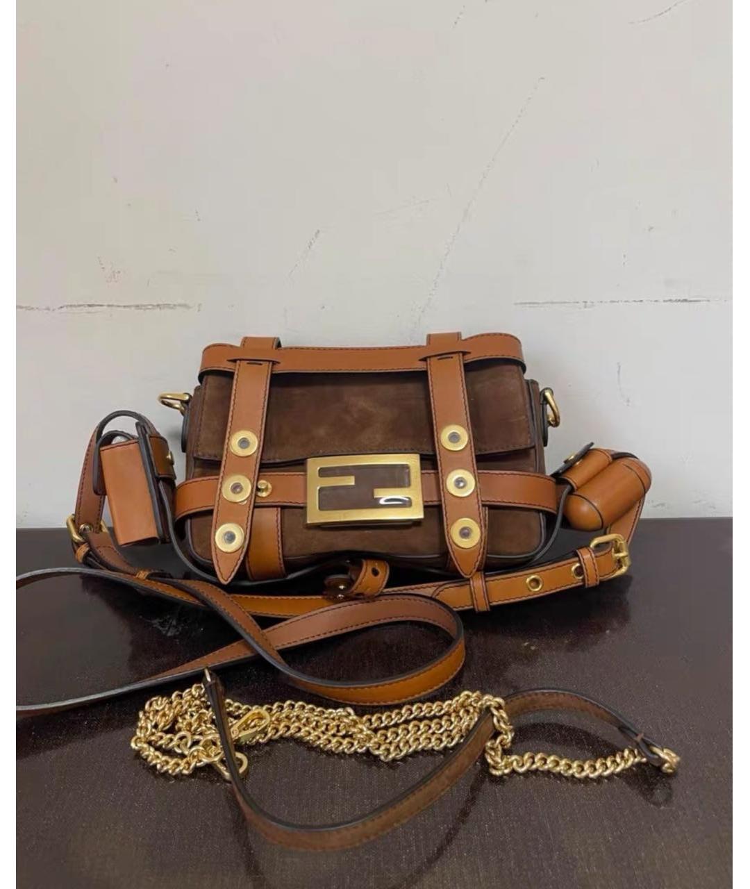 FENDI Коричневая замшевая сумка через плечо, фото 2