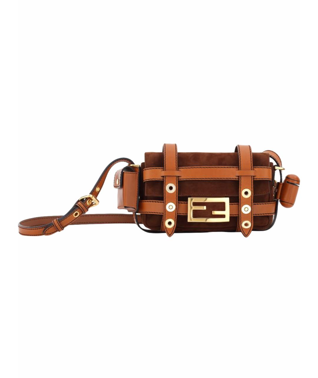 FENDI Коричневая замшевая сумка через плечо, фото 1