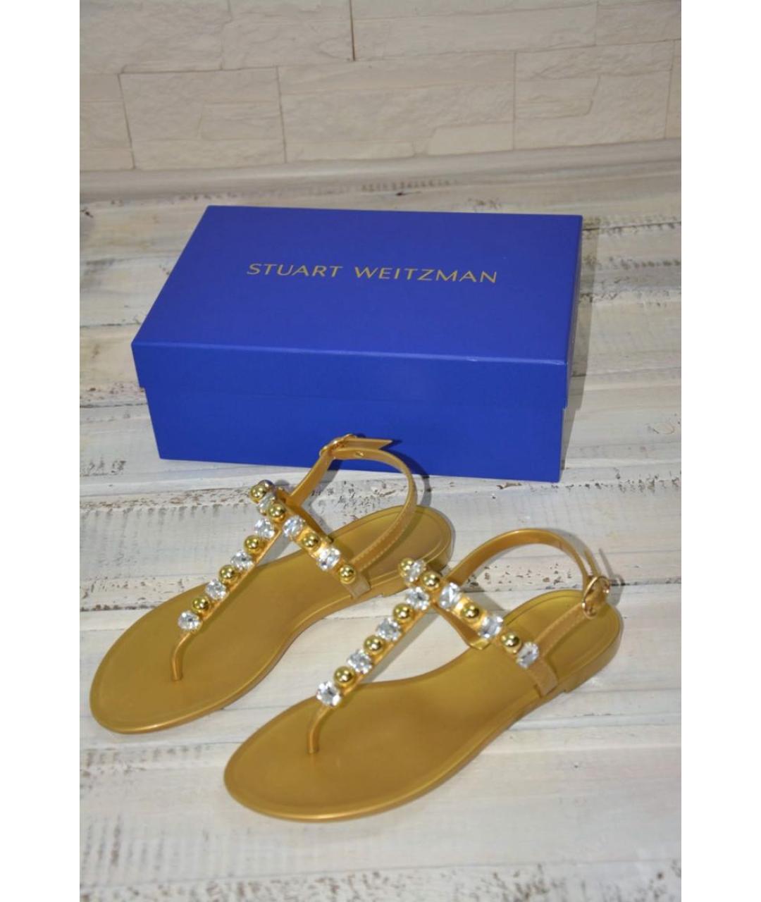STUART WEITZMAN Золотые резиновые босоножки, фото 5