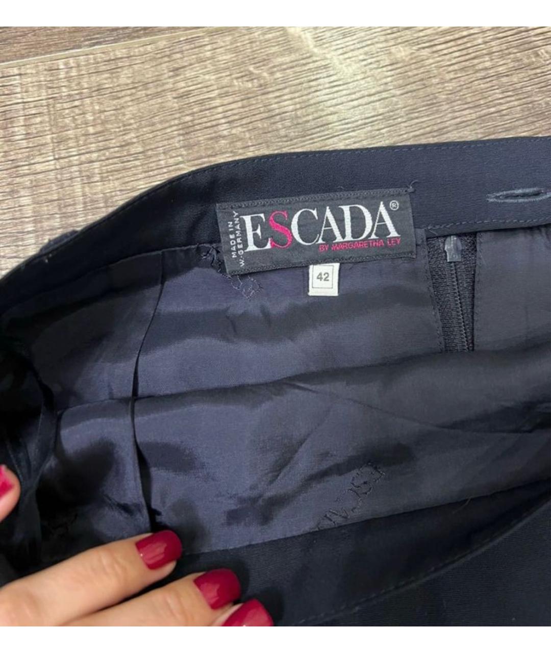 ESCADA Темно-синяя шерстяная юбка миди, фото 3